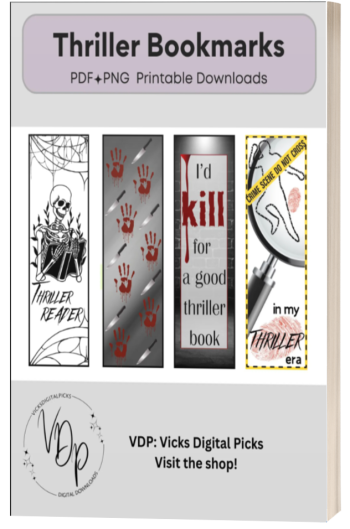 Psychological Thriller Bookmarks – Printable Design (PNG + PDF)